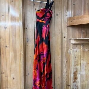 Hailey Logan Vibrant Red and Black Floral Maxi Dress